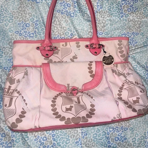 Vintage Pink Juicy Couture Purse Diaper Baby Bag Tote Handbag Y2K Changing Pad - Picture 8 of 10